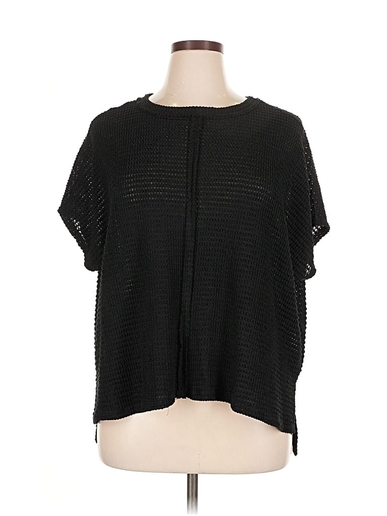 Pre-owned Zenana Short Sleeve Blouse In Black