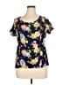 Torrid Floral Blue Short Sleeve Blouse Size 1X Plus (1) - photo 1