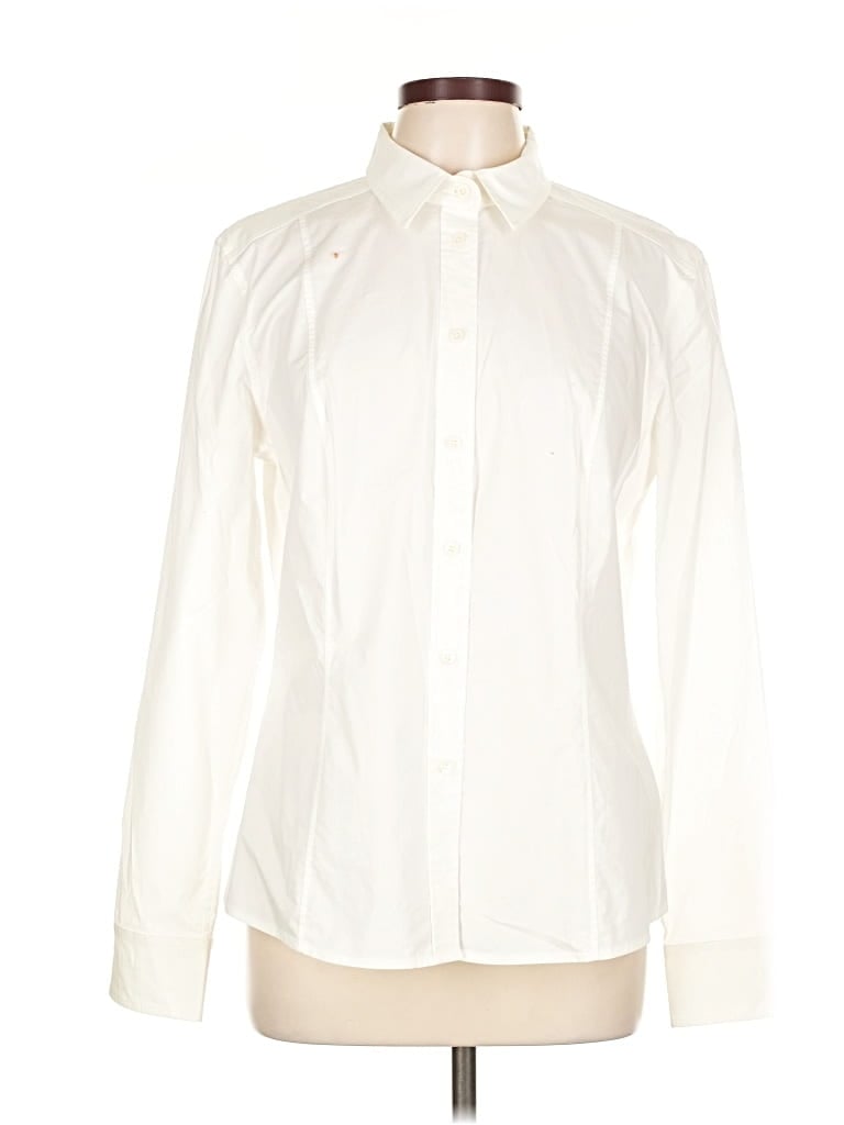 Pre-owned Escada Long Sleeve Blouse In White