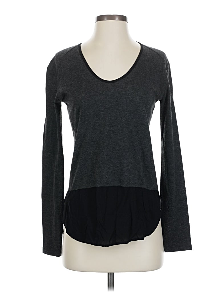 Pre-owned Zara W&b Collection Long Sleeve Top Gray Scoop Neck Tops