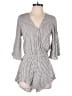 Elan 100% Rayon Stripes Gray Romper Size XS - photo 1