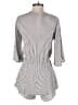 Elan 100% Rayon Stripes Gray Romper Size XS - photo 2