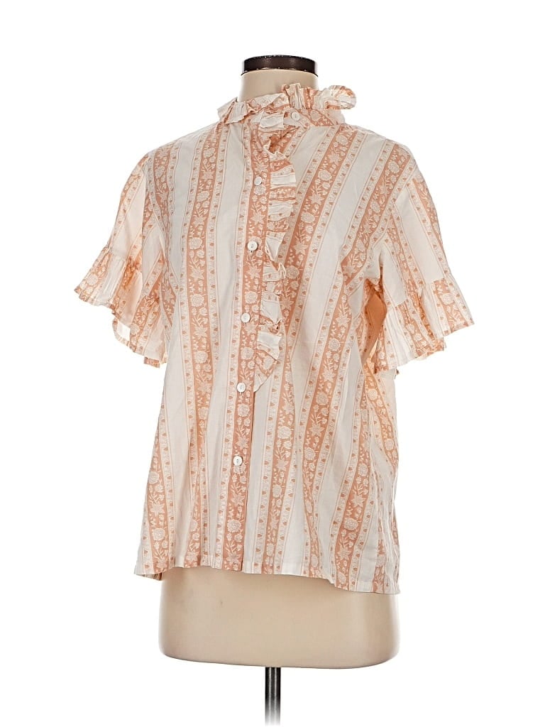 Pre-owned Mille Resort & Travel Short Sleeve Blouse In Orange