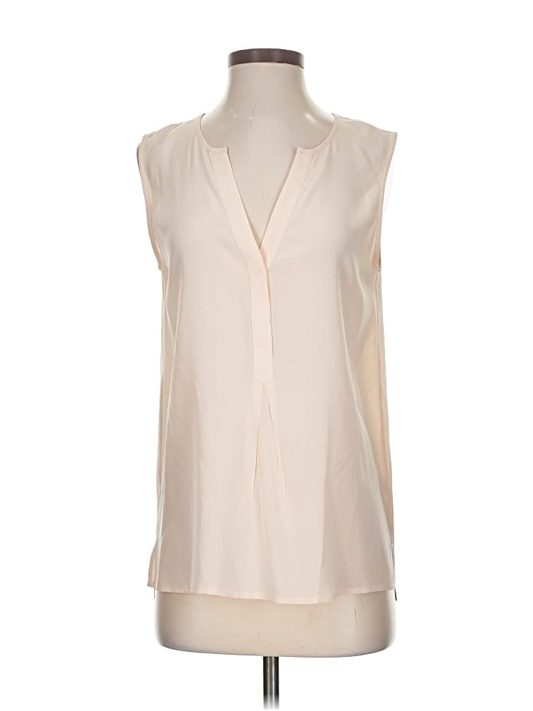 Pre-owned Ava & Aiden Sleeveless Silk Top Pink Plunge Neckline Tops