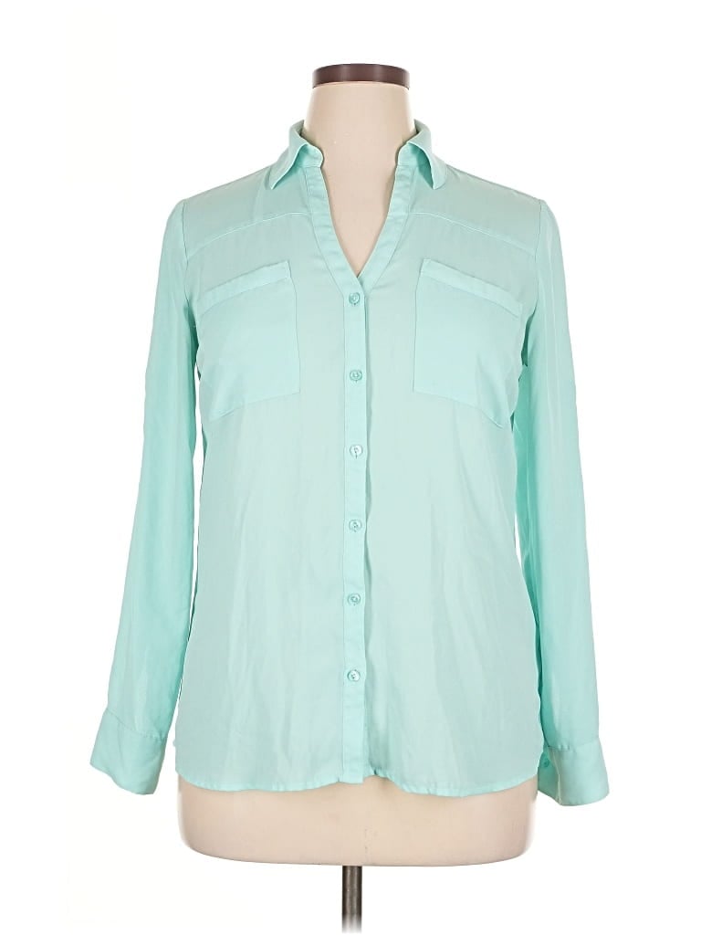 Pre-owned Express 3/4 Sleeve Blouse In Blue