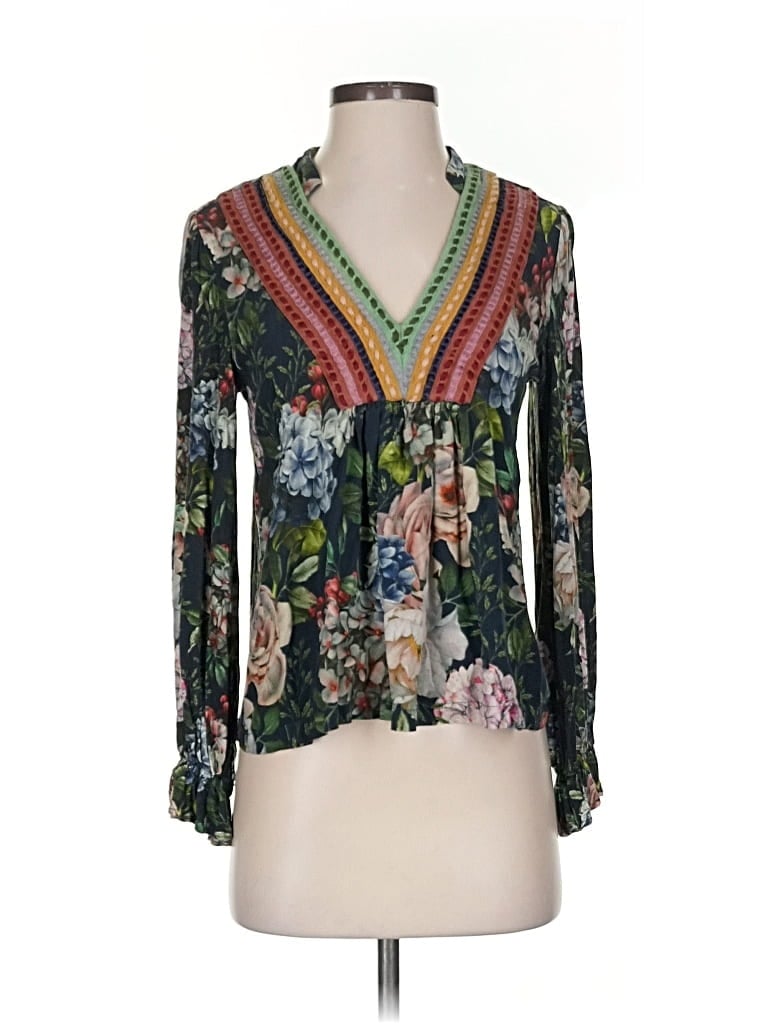 Pre-owned Blank London 3/4 Sleeve Blouse In Green