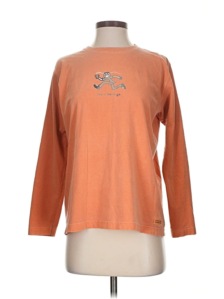 Pre-owned Life Is Good 3/4 Sleeve T-shirt In Orange