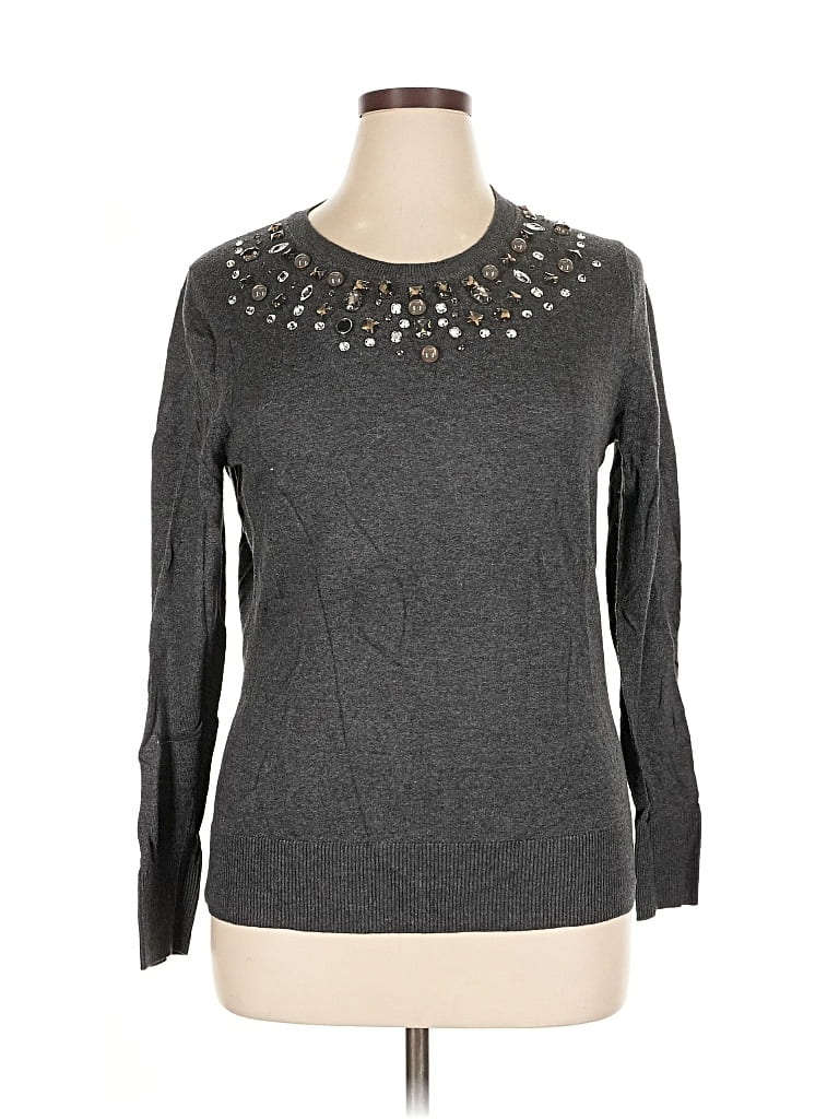 Pre-owned A New Day Long Sleeve Top Gray Crew Neck Tops