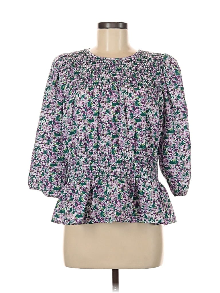 Pre-owned Pleione 3/4 Sleeve Blouse In Purple