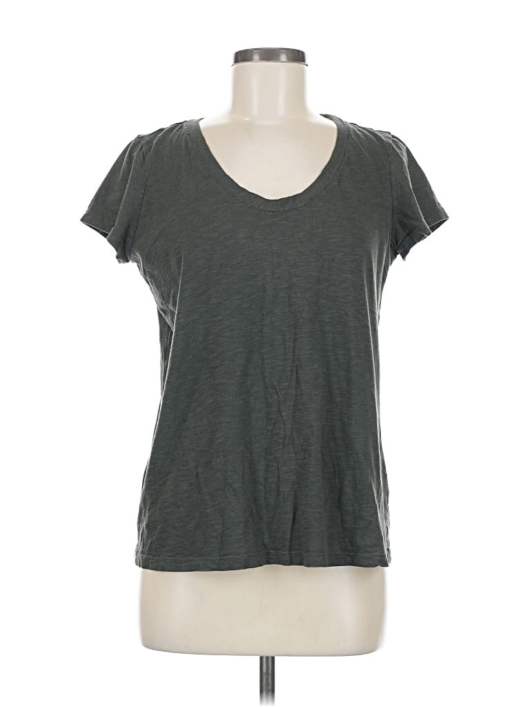 Pre-owned Susina Short Sleeve Top Gray Scoop Neck Tops