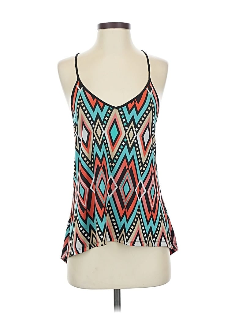 Pre-owned Love J Tank Top Teal Halter Neckline Tops In Blue
