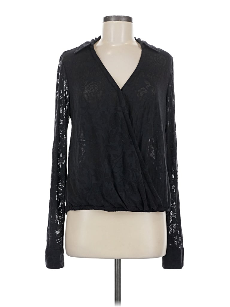 Pre-owned Maeve By Anthropologie Long Sleeve Blouse In Black