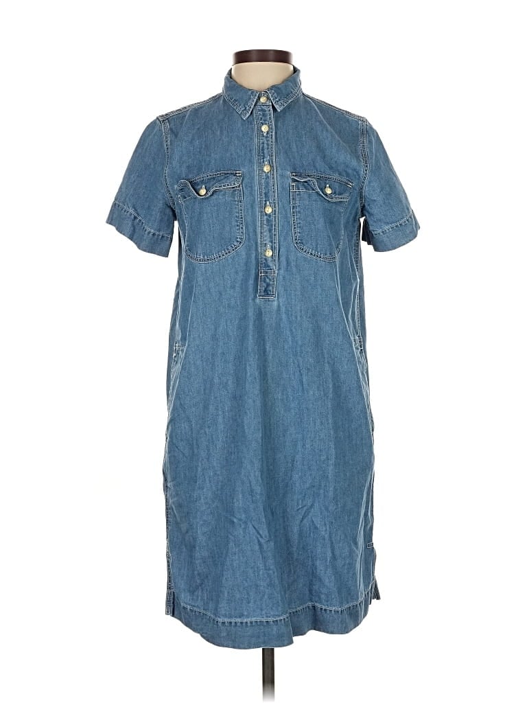 Pre-owned Roots Short Sleeve Top Blue Mock Neckline Tops