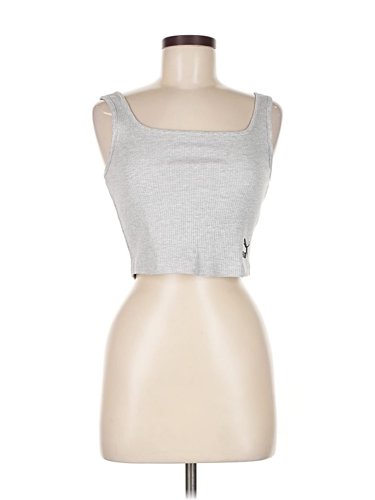 Pre-owned Puma Tank Top Silver Strapless Neckline Tops
