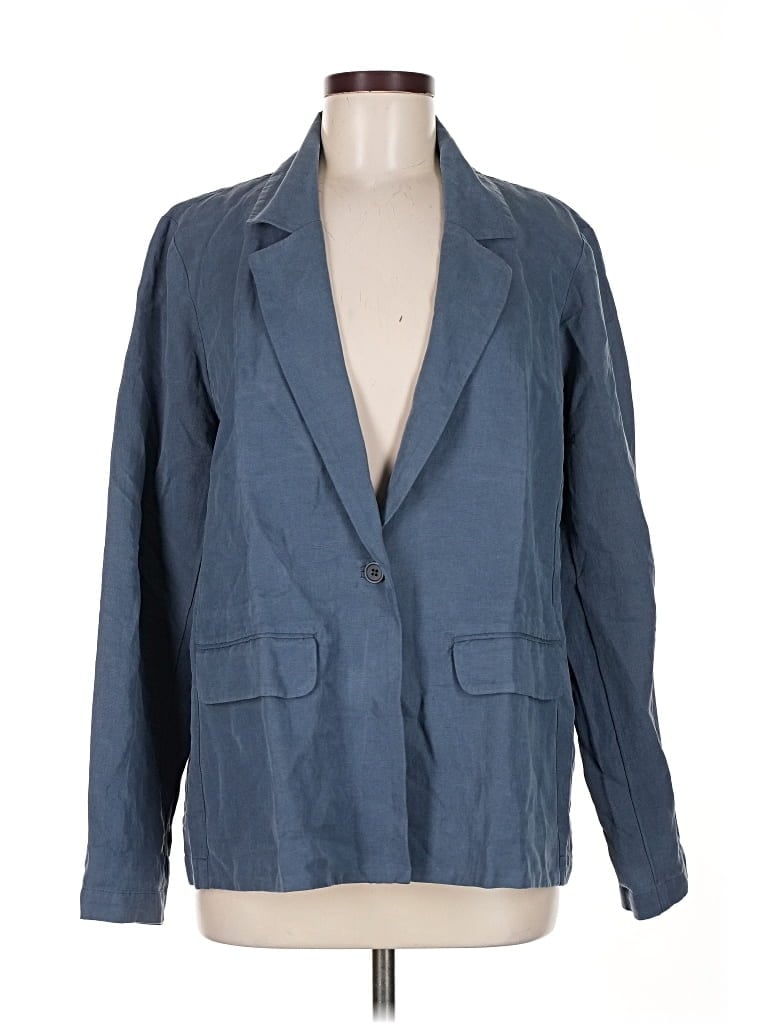 Pre-owned Eileen Fisher Blazer Jacket In Blue