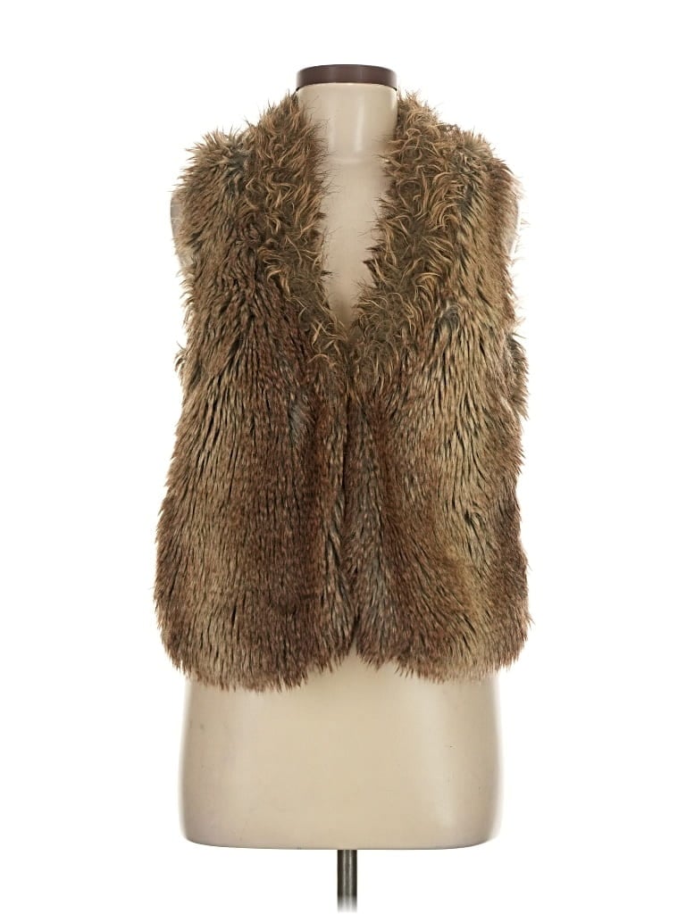 Pre-owned Express Faux Fur Vest In Brown