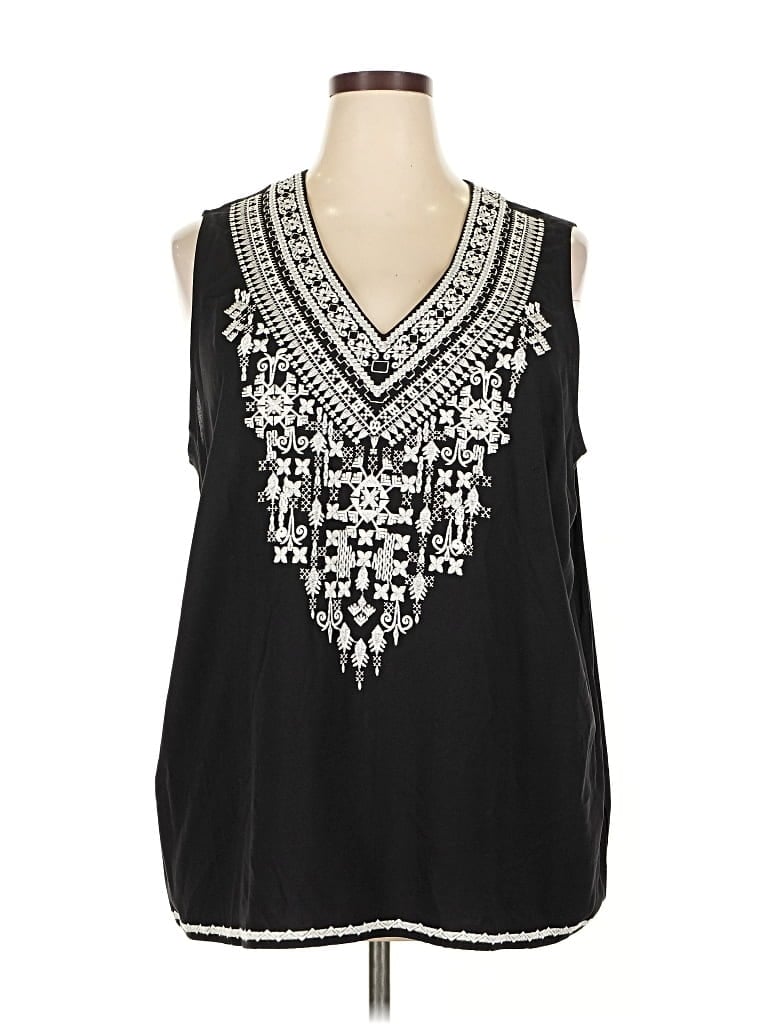 Pre-owned Chelsea & Theodore Sleeveless Blouse In Black