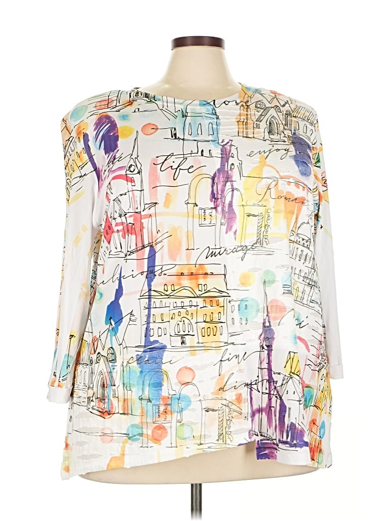 Pre-owned Jess & Jane 3/4 Sleeve Blouse In White