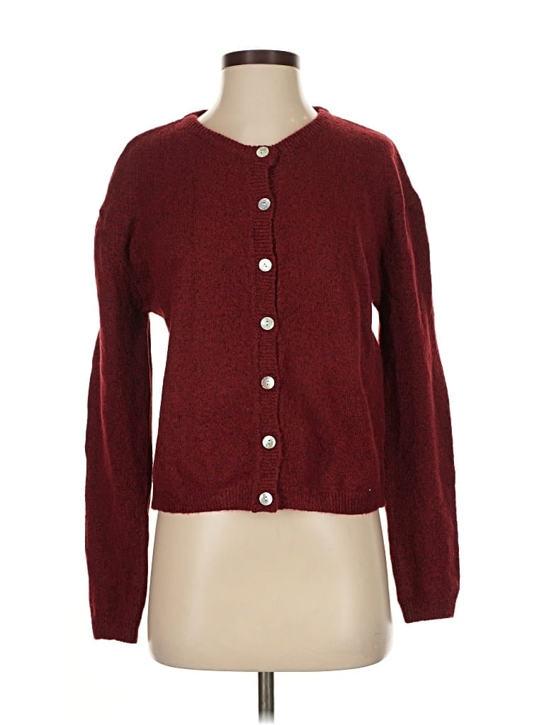 Pre-owned Unbranded Cardigan Sweater In Burgundy