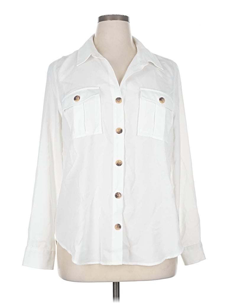 Pre-owned New Directions Long Sleeve Button Down Shirt In White