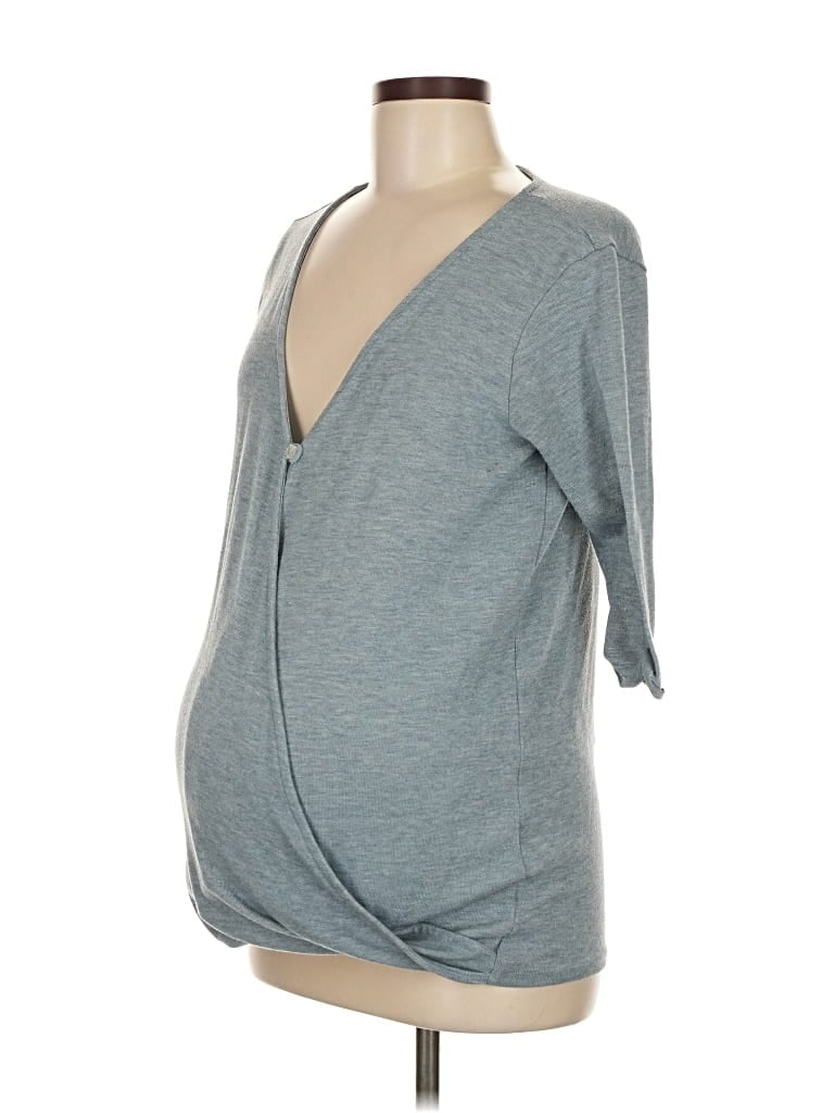 Pre-owned Mother Bee Maternity Cardigan Sweater In Gray