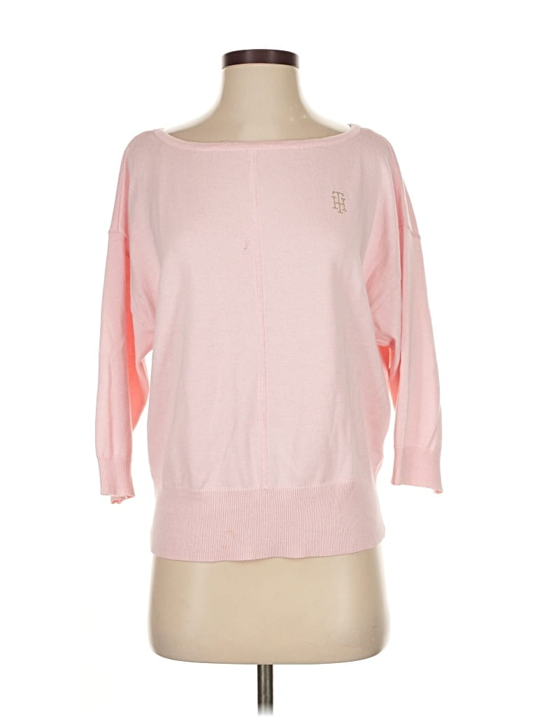 Pre-owned Tommy Hilfiger 3/4 Sleeve Top Pink Boatneck Tops
