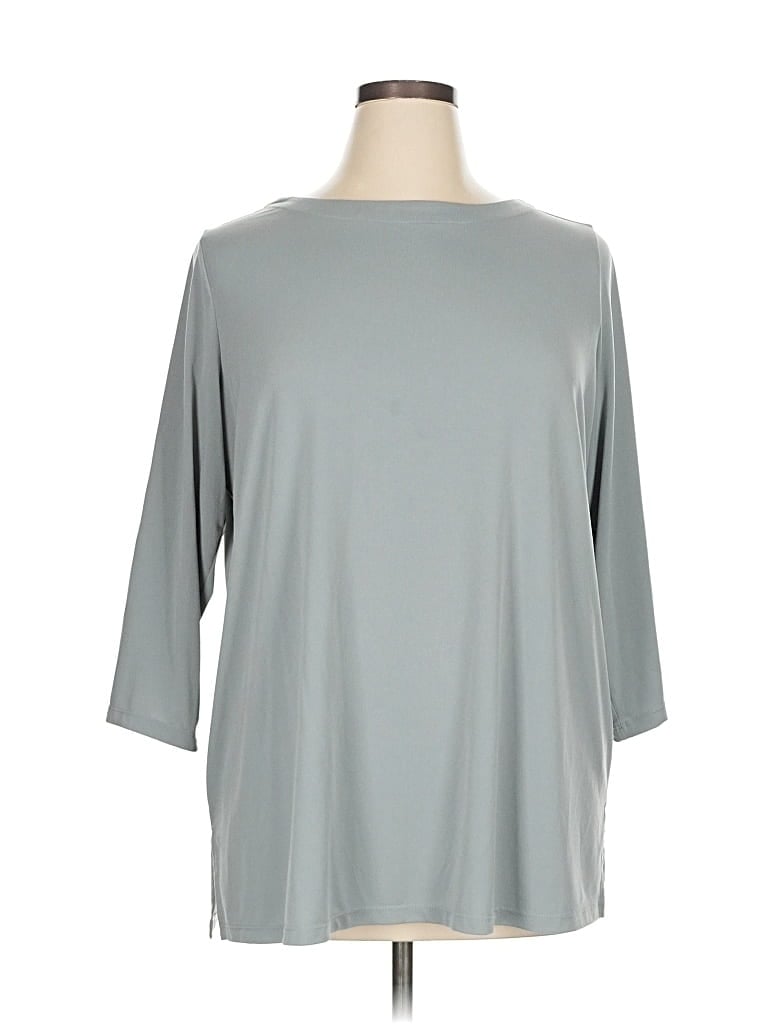 Pre-owned Susan Graver 3/4 Sleeve T-shirt In Gray