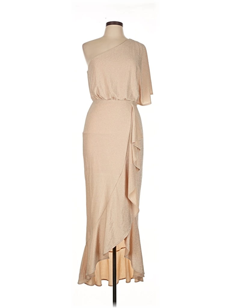 Pre-owned Main Strip Cocktail Dress In Brown