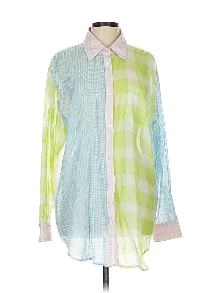 Pre-owned Solid & Striped Long Sleeve Button Down Shirt In Green