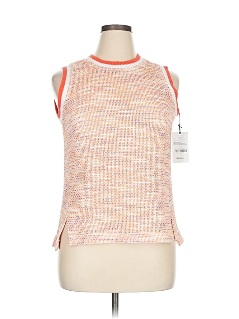 Pre-owned W By Worth Sleeveless Top Orange Halter Neckline Tops