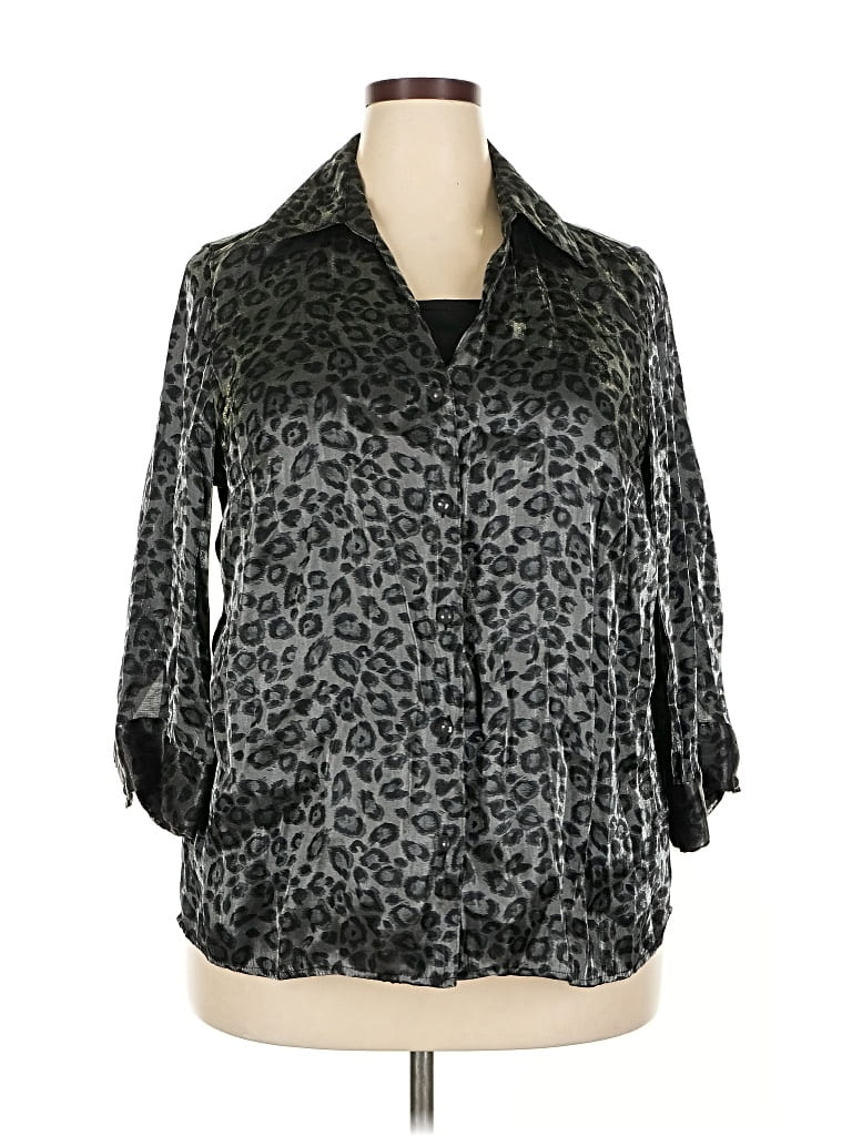 Pre-owned Elementz 3/4 Sleeve Button Down Shirt In Gray