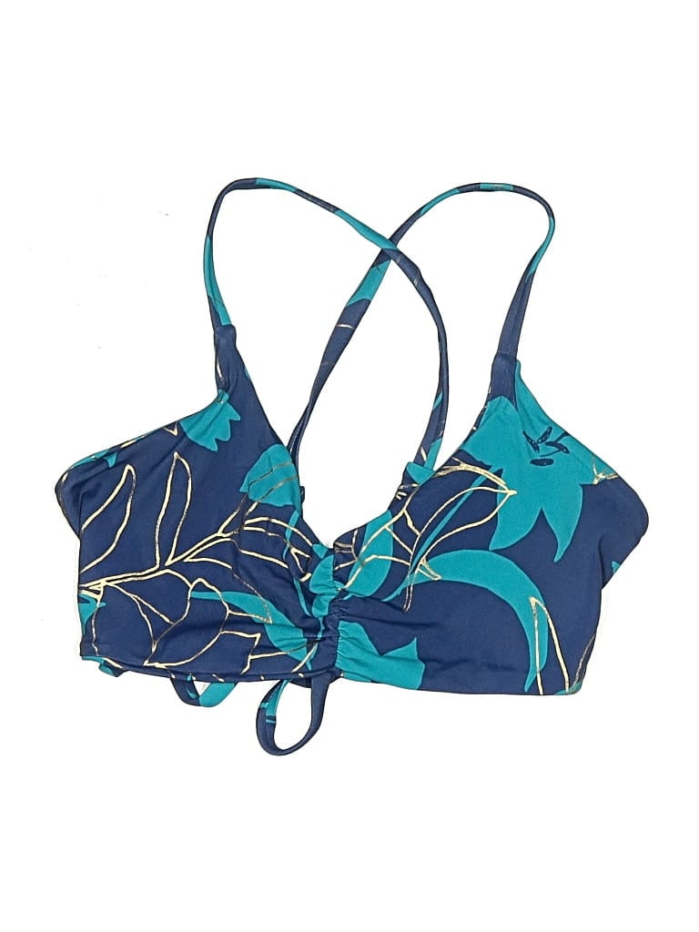 Pre-owned Unbranded Swimsuit Top Blue Print Pattern Swimwear