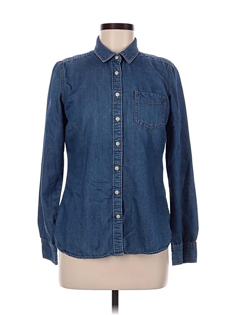 Pre-owned Eddie Bauer Long Sleeve Button Down Shirt In Blue