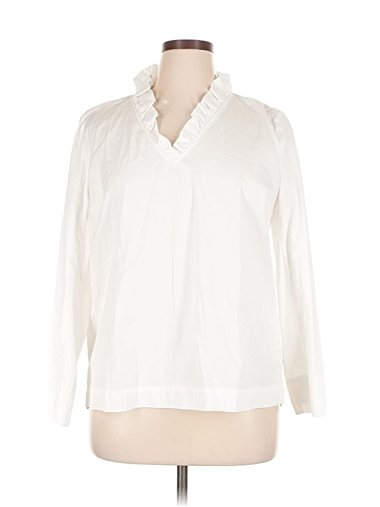 Pre-owned Vineyard Vines Long Sleeve Blouse In White