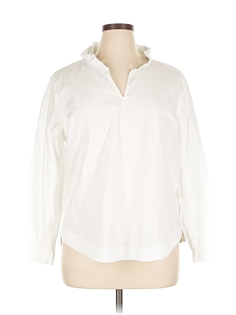 Pre-owned Vineyard Vines Long Sleeve Blouse In White