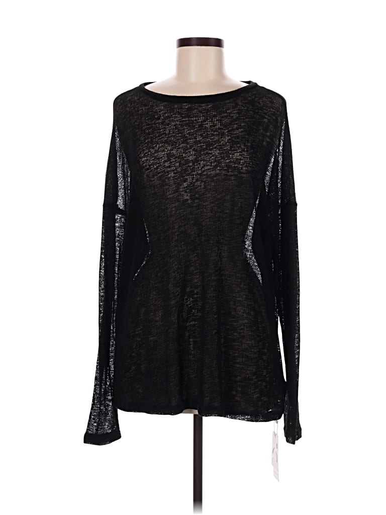 Commense Long Sleeve Top Black Crew Neck Tops In Animal Print