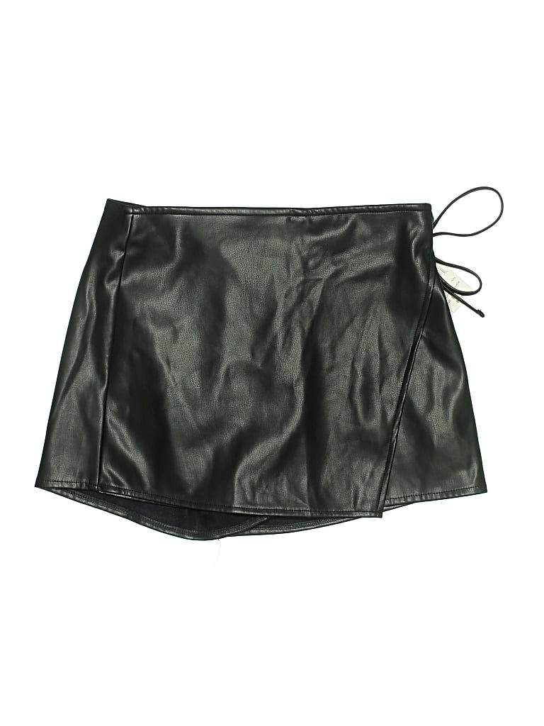 Pre-owned Windsor Faux Leather Skirt In Black