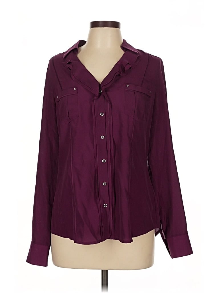 Pre-owned White House Black Market Long Sleeve Blouse In Burgundy