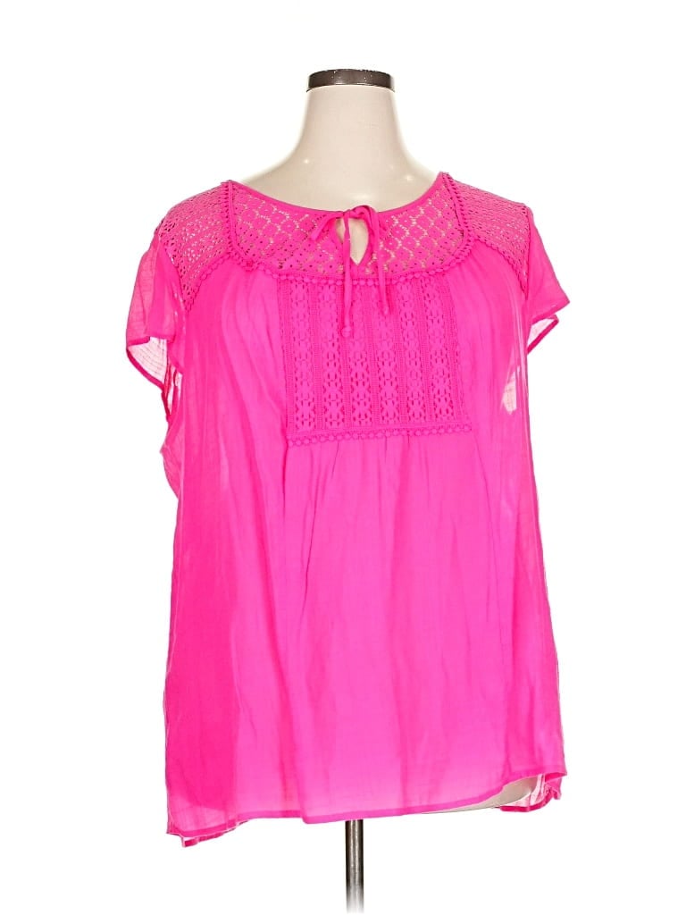 Pre-owned Zac & Rachel Short Sleeve Blouse In Pink