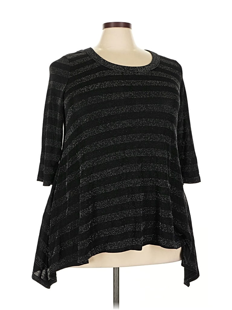 Pre-owned Karen Kane 3/4 Sleeve Top Black Scoop Neck Tops