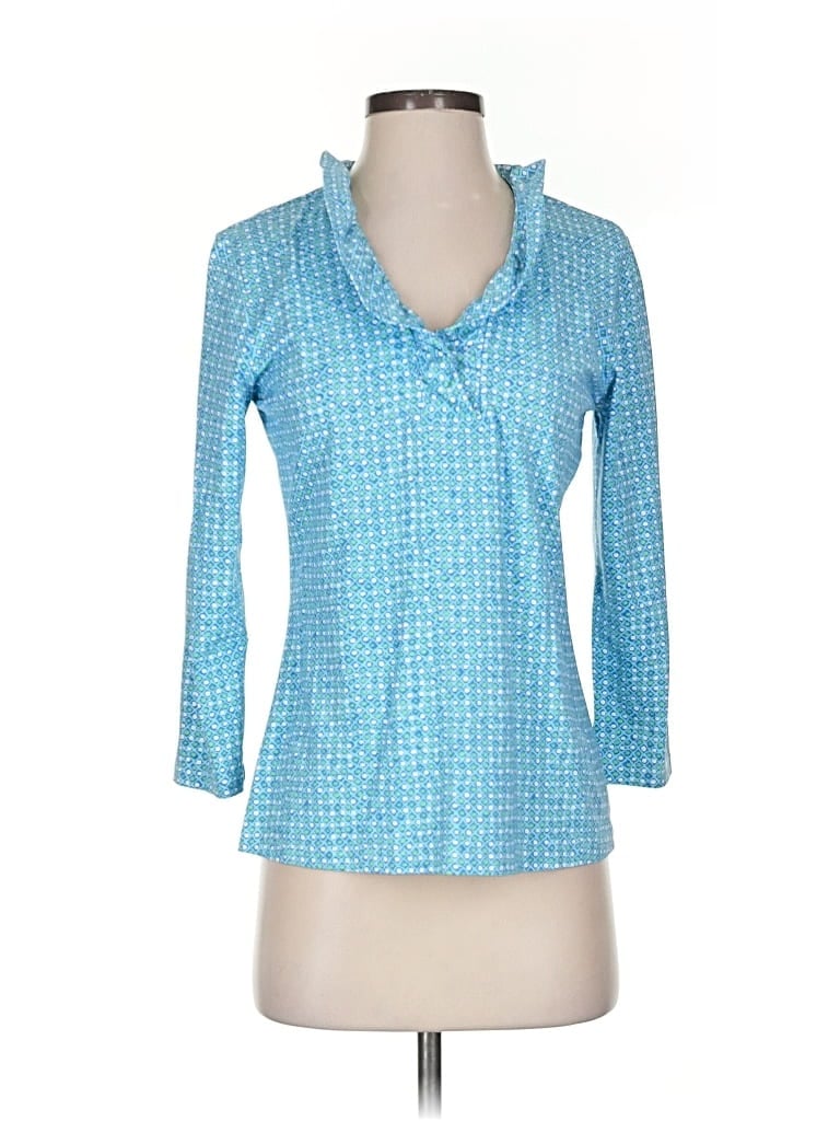 Pre-owned J. Mclaughlin 3/4 Sleeve Blouse In Blue