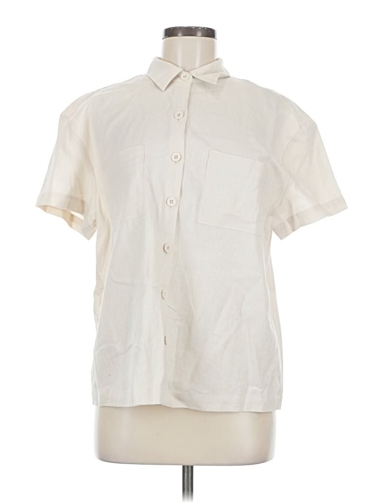 Pre-owned Nine West Short Sleeve Blouse In White