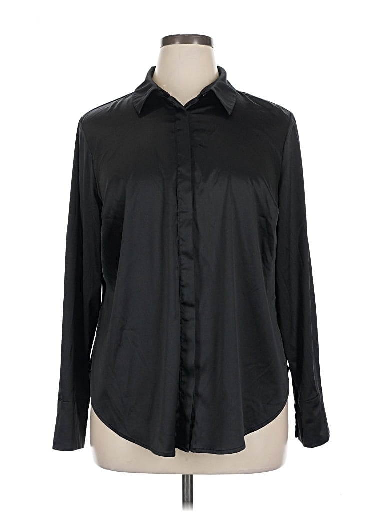 Pre-owned Lane Bryant Long Sleeve Blouse In Black