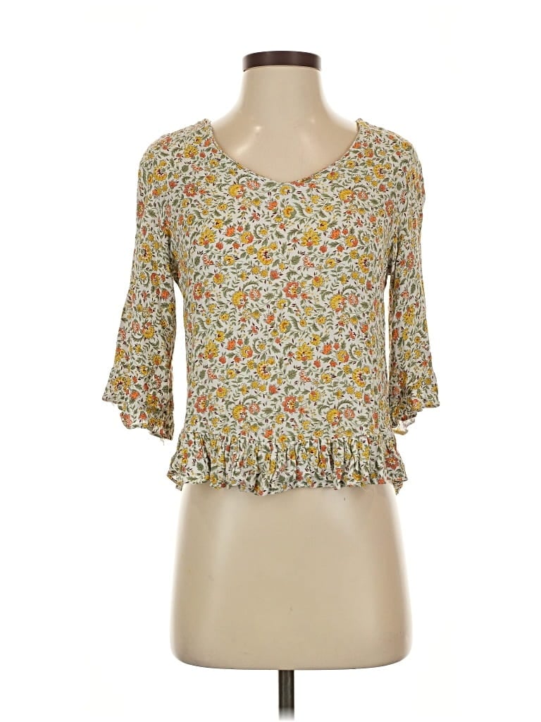 CYNTHIA ROWLEY TJX Pre-owned 3/4 Sleeve T-shirt In Yellow