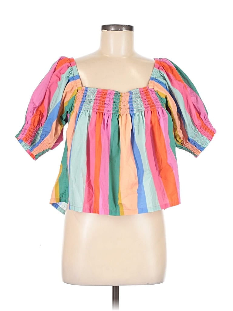 Pre-owned Mille Resort & Travel Short Sleeve Blouse In Pink