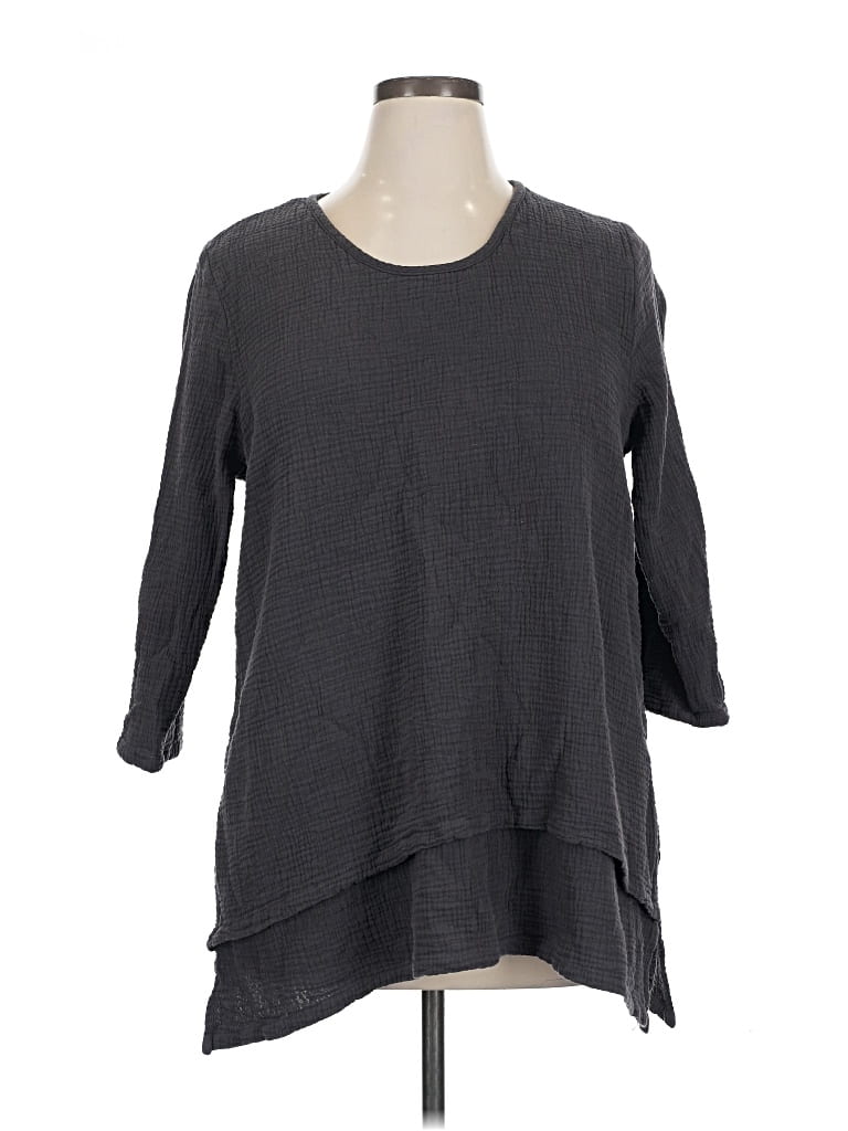 Pre-owned Assorted Brands 3/4 Sleeve Top Gray Square Neckline Tops