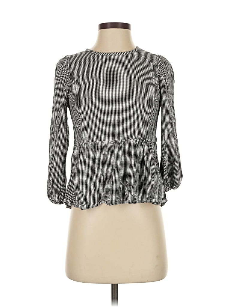 Pre-owned Abercrombie & Fitch 3/4 Sleeve Top Gray Mock Neckline Tops