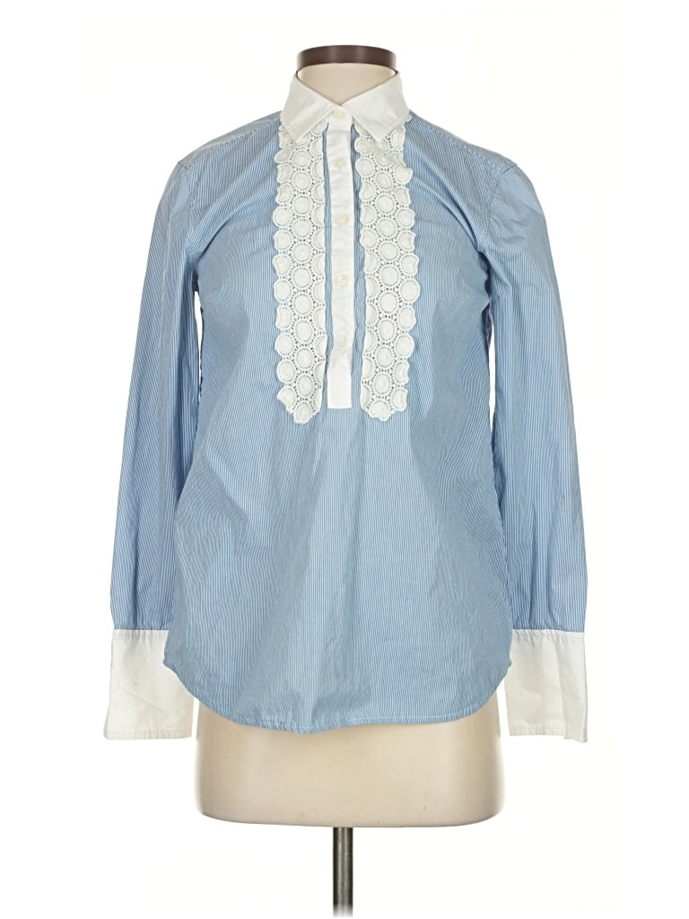 Pre-owned Banana Republic Long Sleeve Blouse In Blue