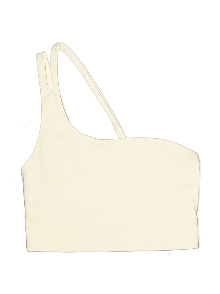 Pre-owned Girlfriend Collective Sleeveless Top Ivory One Shoulder Neckline Tops In White