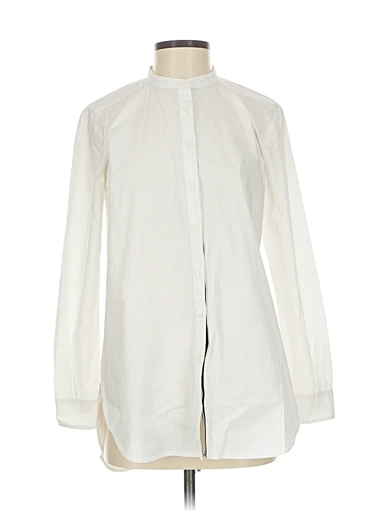 Pre-owned Ann Taylor Long Sleeve Blouse In White